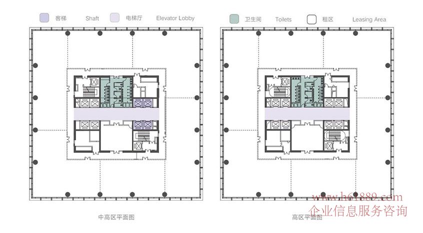 广电金融中心 主楼出租 广电金融中心 主楼出租 中高区平面图 高区平面图