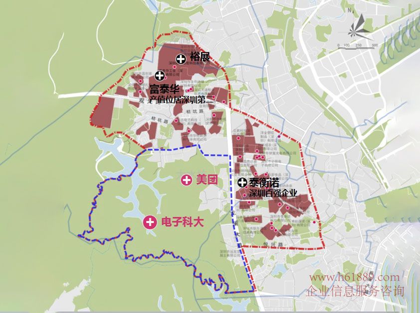 2019全球招商大会上,龙华区推出九龙山、深圳北站、黎光3个片区,可供应产业用地总面积273公顷。其中,九龙山片区堪称龙华产业发展最后一块宝地,是龙华未来5-10年产业高端化转型的引擎,是龙华区目前体量最大的产业用地,定位为打造宜居宜业宜游智能科技城。龙华区城市更新和土地整备局以党建引领业务精准施策,实现阳光征收、和谐征收,顺利推进建筑物清拆和土地入库工作。目前,龙华区在九龙山片区释放了3.4平方公里集中成片的产业空间。这是全市率先落地的较大面积产业地块之一,已列入市级重点区域,拟引进电子科技大学、美团等重大项目