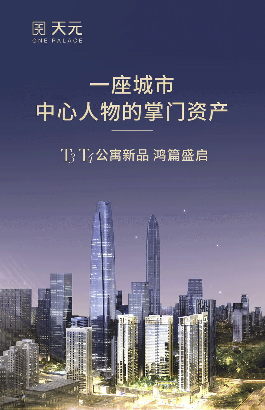 深圳中心天元 天元T3栋 天元T4栋 户型面积:266m²~271m²~315m²~330m² 公寓新新品 全球发售 预售房源公示