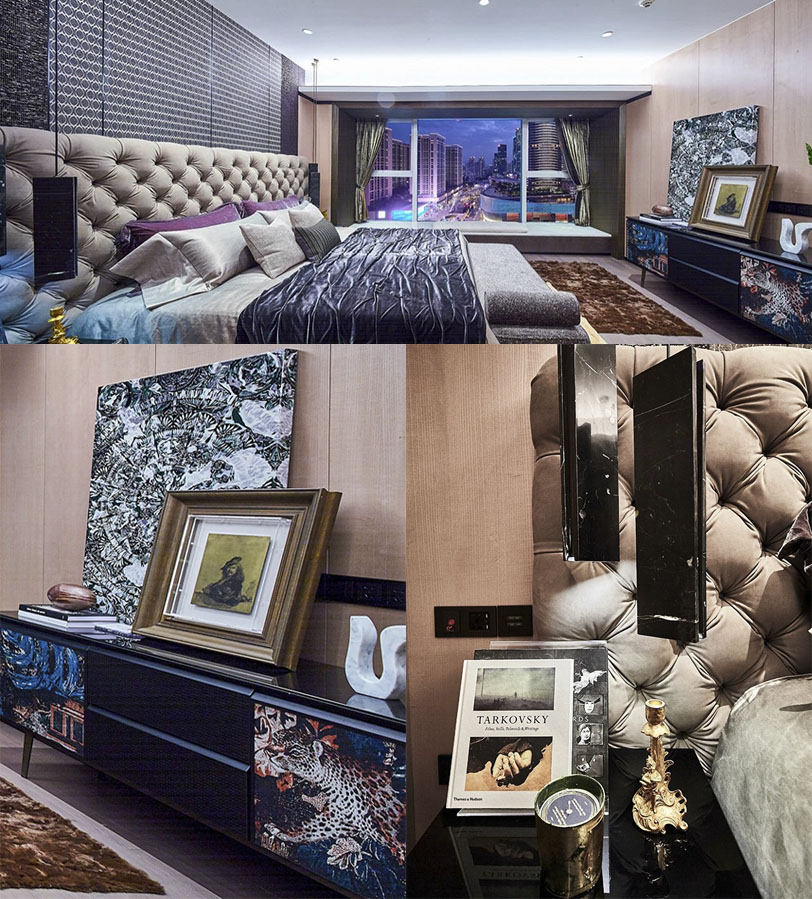 床头那一抹不经意的蒂芙尼蓝与窗外T7星空泳池“月牙泉”的蒂芙尼蓝深情对望